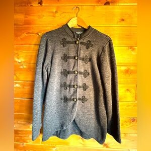 Ralph Lauren sweater - dark heather gray with bronze buttons.